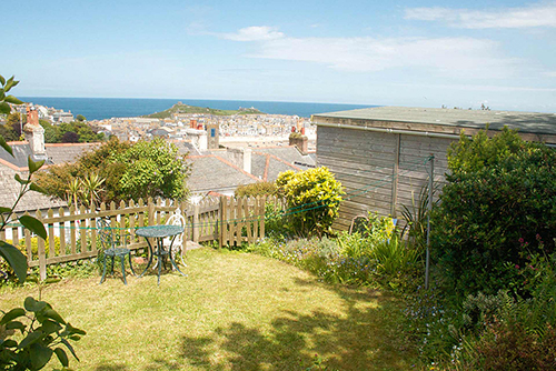 Terraced garden with views over St Ives Bay