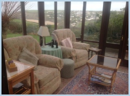 Conservatory with sea views at Bre-Pen Farm