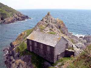 Chapel Rock Polperro harbour entrance