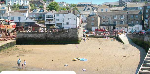 Polruan beach adjacent to boat yard