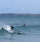 Surfing on   Perranporth Beach