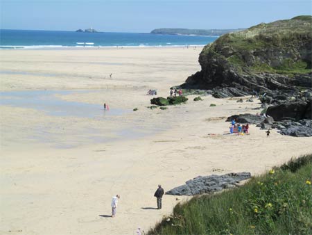 Hayle Beach looking towards Gwithian with Godreavy Head (NT) in the distance