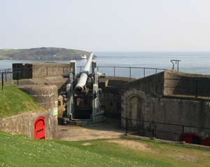 Pendennis castle looking out towards St. Antony Head and the 'Fraggle Rock' Light House