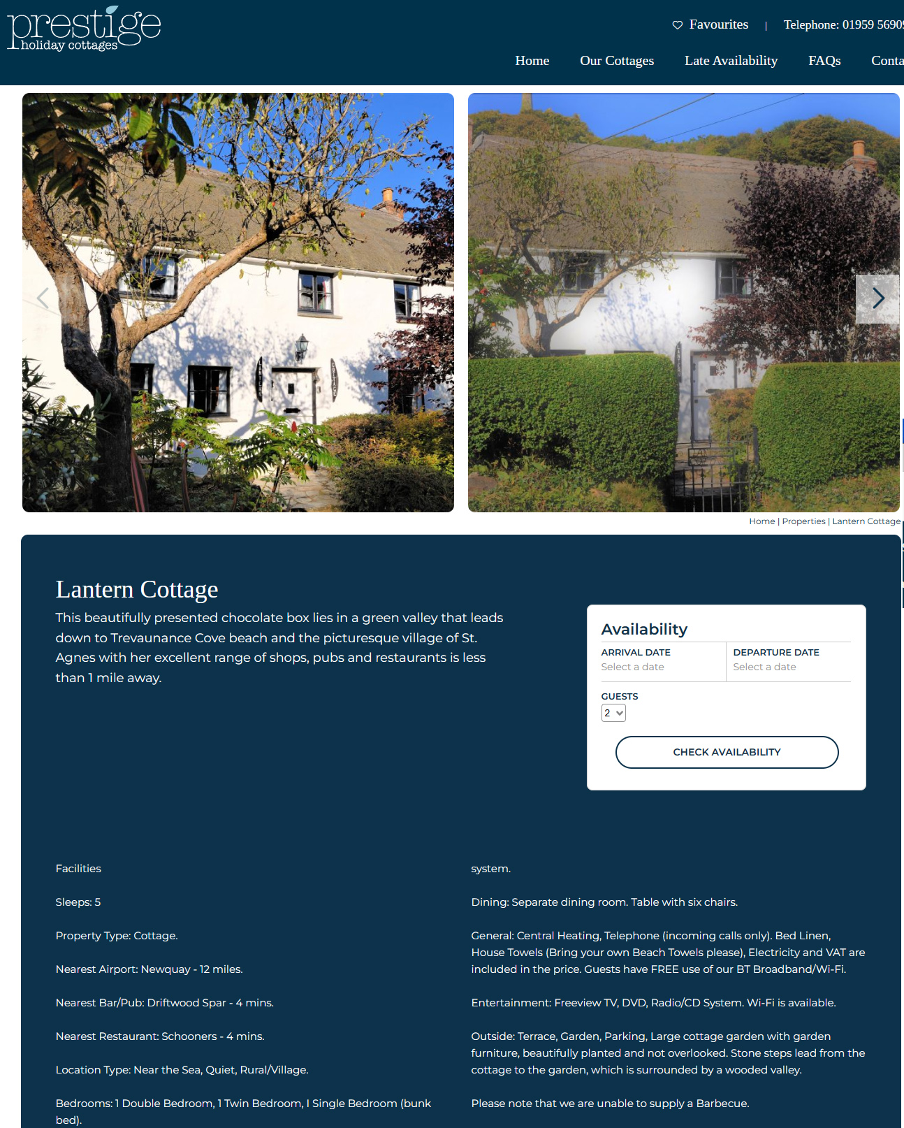   Lantern Cottage Holiday Cottage in St Agnes website