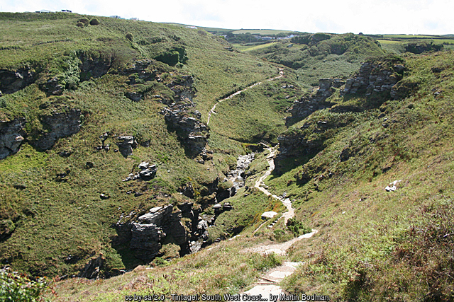 The South West Coast Path descending into Rocky Valley