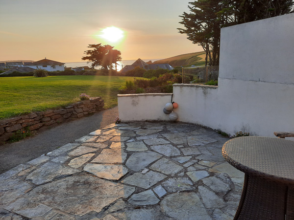 Patio with Sea Views Self-catering Holidays  in Trevone Bay @ Puffins Wing Self Catering  in Trevone Cornwall