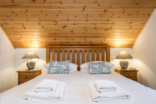 Periwinkle - Master Bedroom at Trewince  Holiday Lodges Roseland Peninsula St Mawes