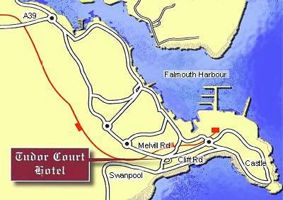 Map of Falmouth - Tudor Court Hotel