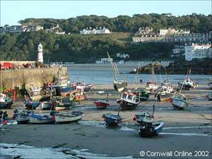 St Ives harbour and Smeaton’s Pier at low tide