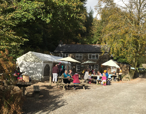 Cafe at the start of the Cardinham Woods cycle trail, Cornwall
