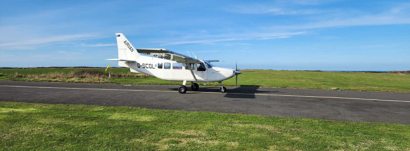 Aerial view of the Cornwall coastline from a light aircraft