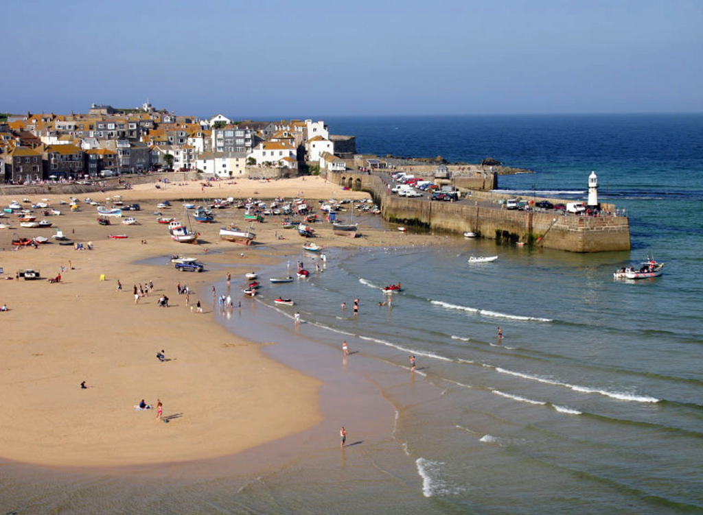 St Ives harbour and rooftops, Cornwall