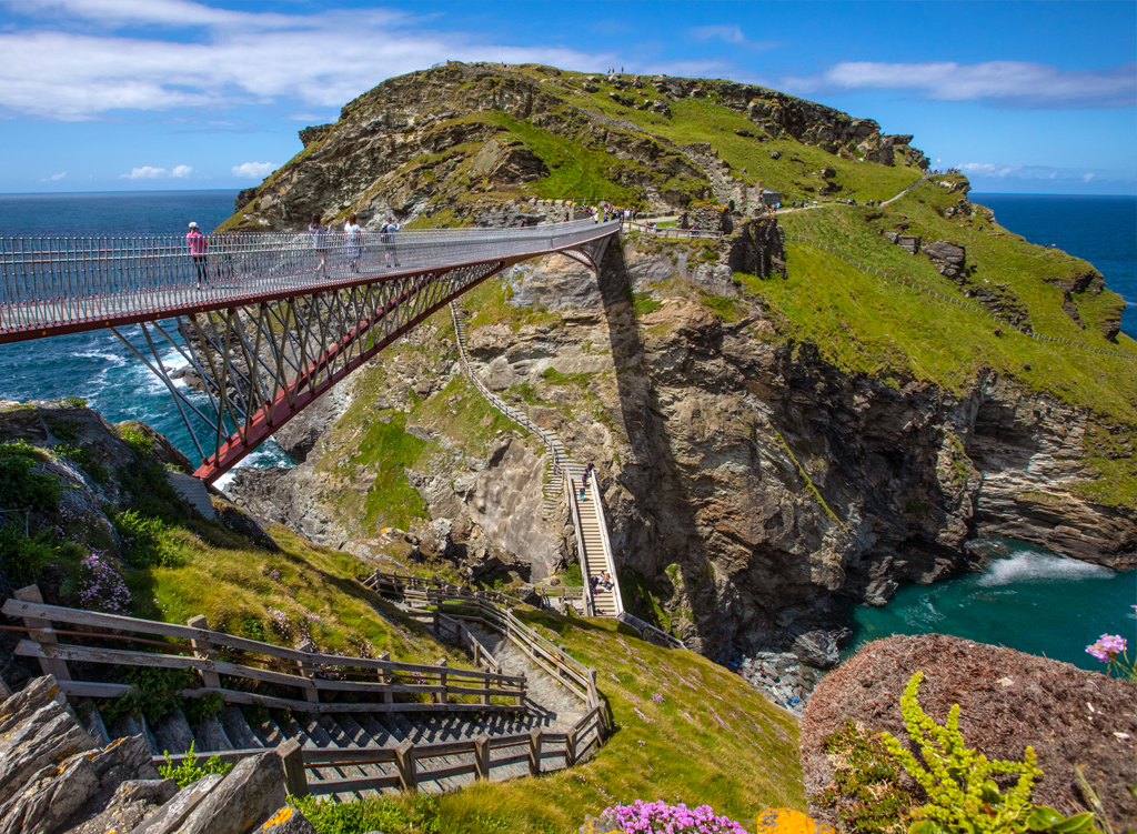 Tintagel Castle ruins on the north Cornwall coast