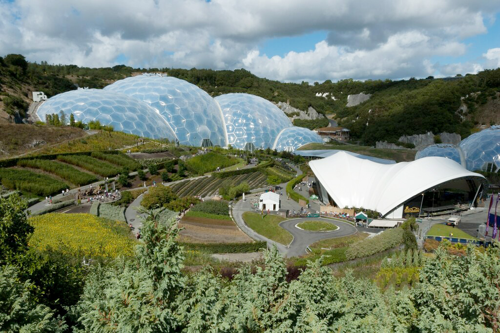 Eden Project - paths and flowerbeds around the main stage