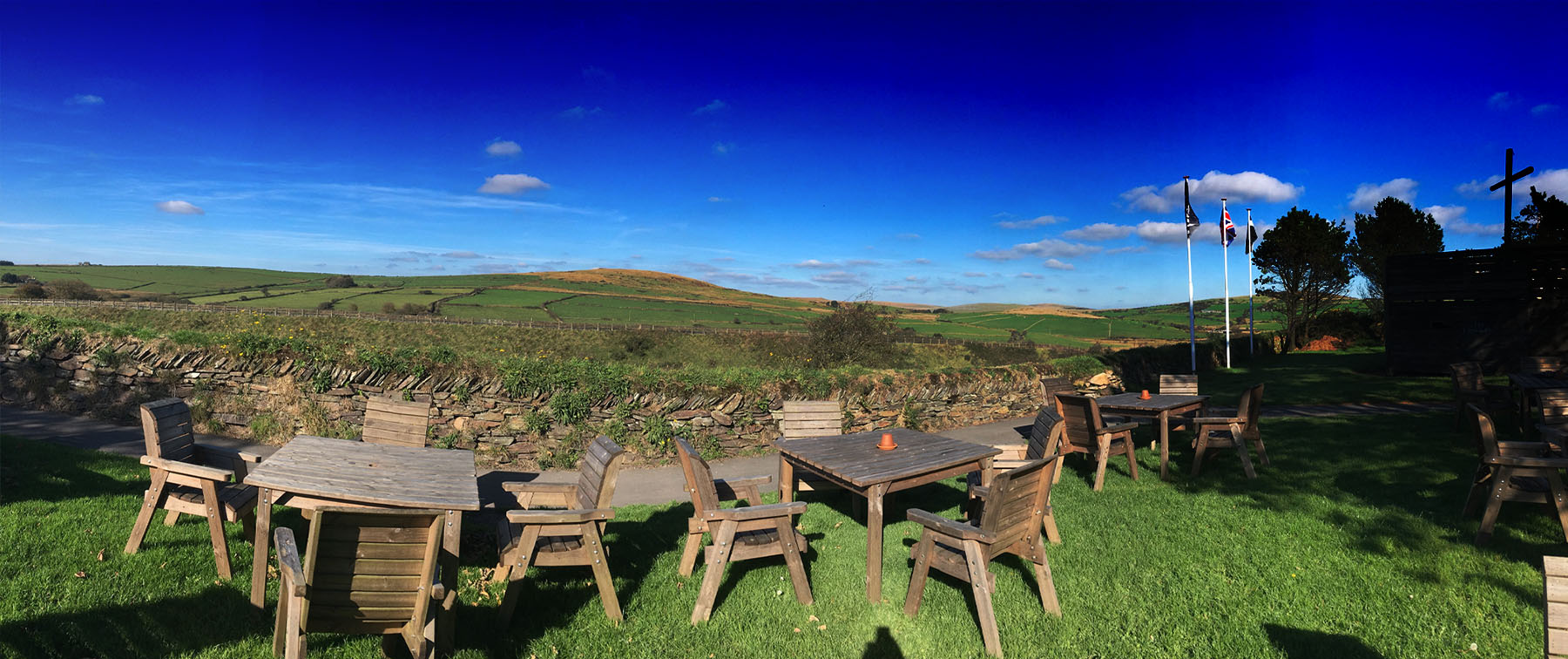 Bodmin Moor views from Jamaica Inn outdoor seating at Bolventor - Cornwall moorland day out