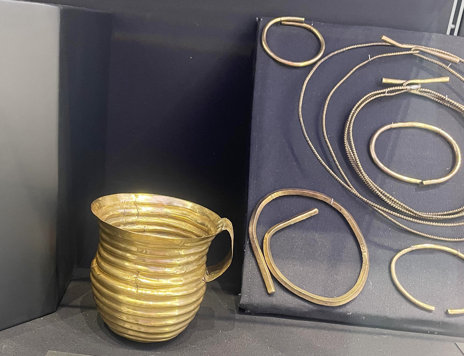 Rillaton Cup electrotype copy on display at Cornwall Museum and Art Gallery Truro - Bronze Age gold cup Cornwall heritage attraction