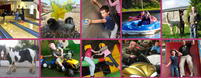 Trethorne Leisure Park Launceston Cornwall family activities montage bowling animals dodgems - Cornwall family attraction