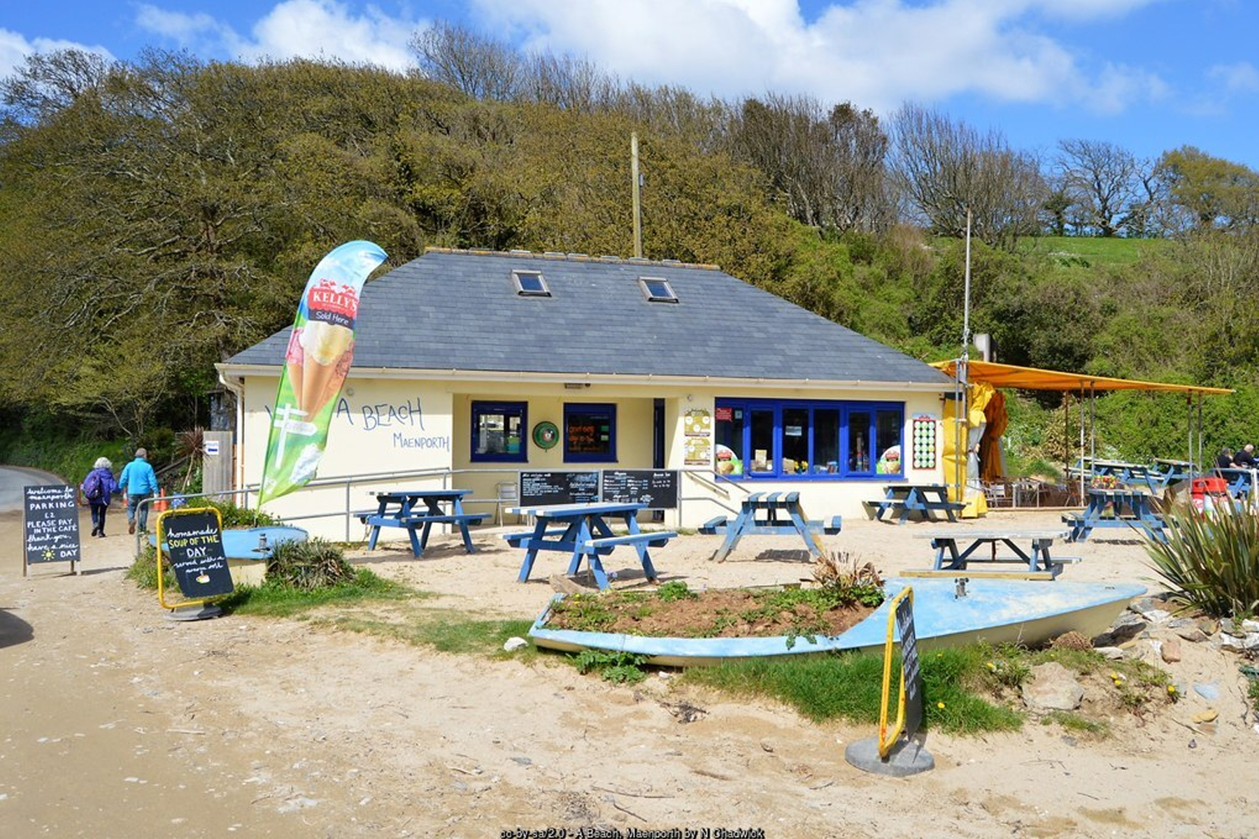 "Life's a Beach" cafe at Maenporth Beach Falmouth Cornwall sheltered sandy cove and watersports - Cornwall beach holidays