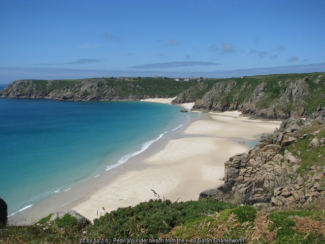 Pedn Vounder Beach from the east, Lands End Cornwall