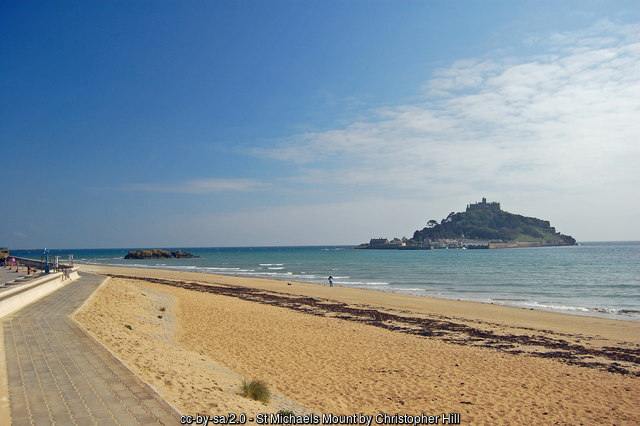 The view of St. Michael's Mount from Marazion beach, Cornwall