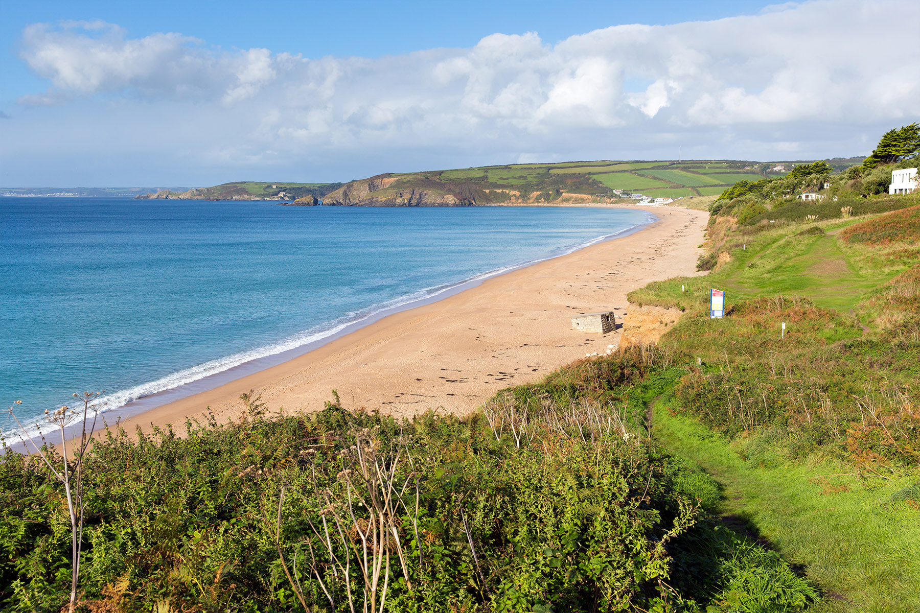 The Entrance to Praa Sands beach Cornwall, a mile of sand and dunes in Mount's Bay near Penzance and Helston