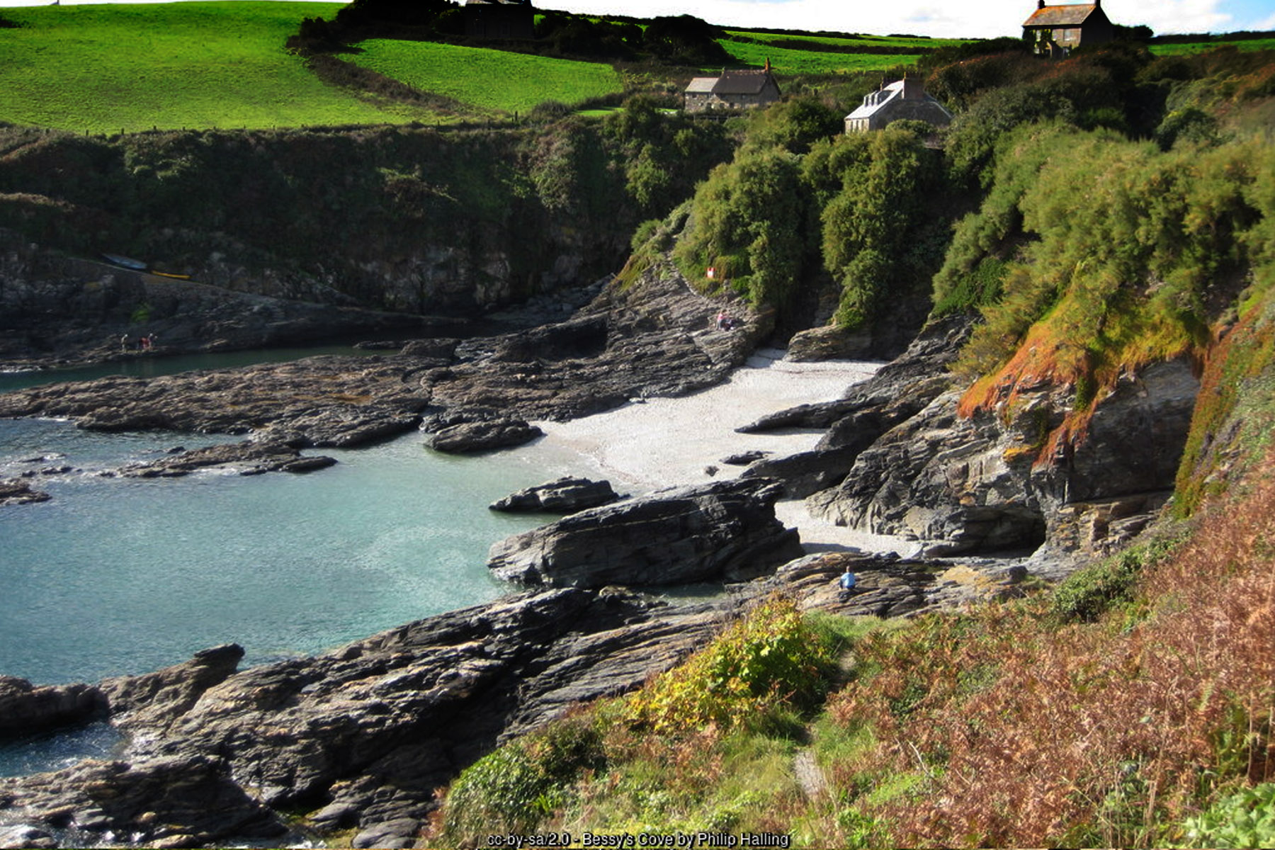 Bessy's Cove at Prussia Cove, Mount's Bay, Cornwall - rocky smugglers' cove near Perranuthnoe