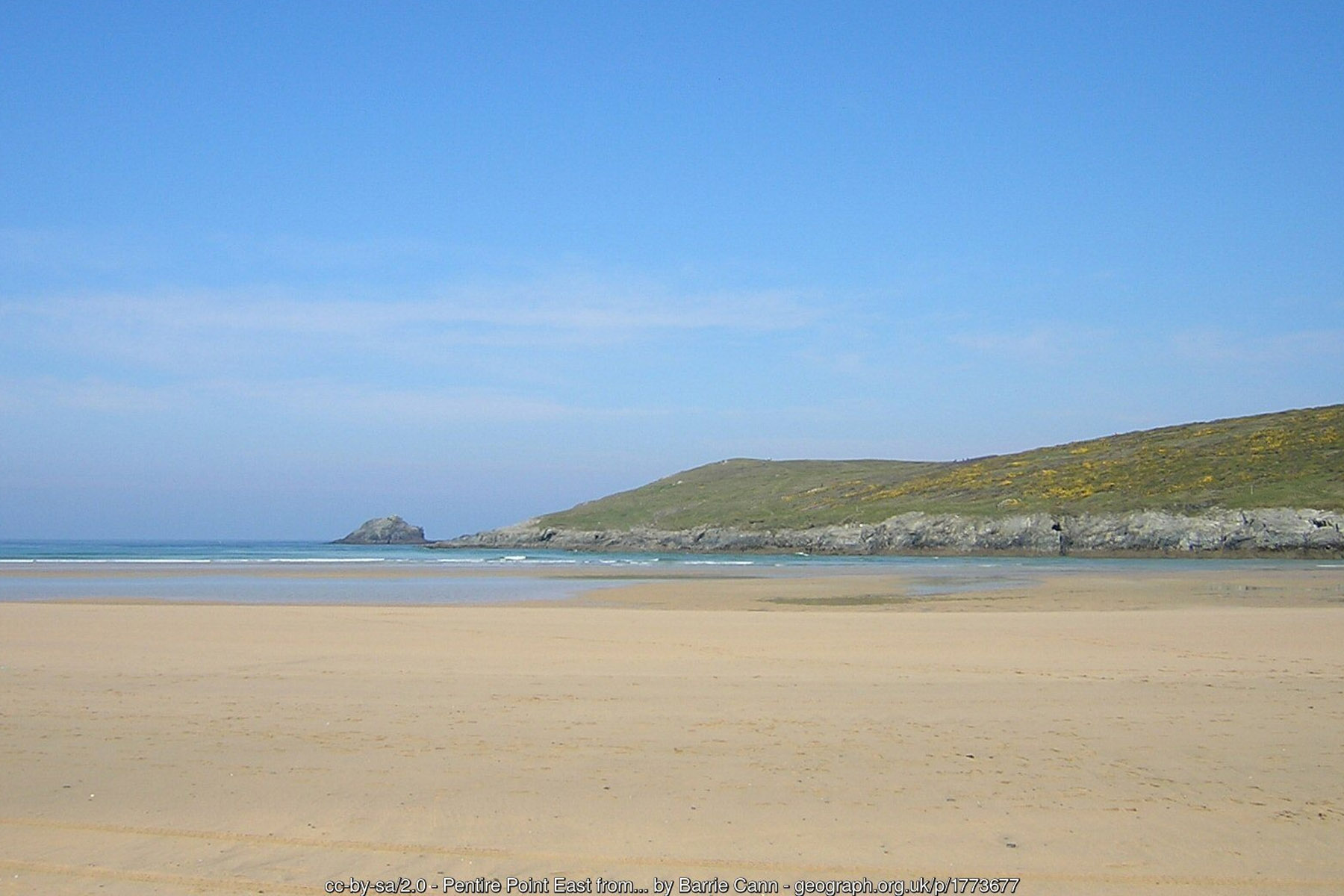 Looking towards Pentire Head across the River Gannel from Crantock Beach near Newquay Cornwall National Trust dunes and golden sand - Cornwall beach holidays