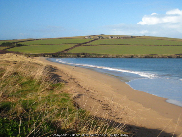 Sand dunes behind Harbour Cove beach on the Camel Estuary, Cornwall