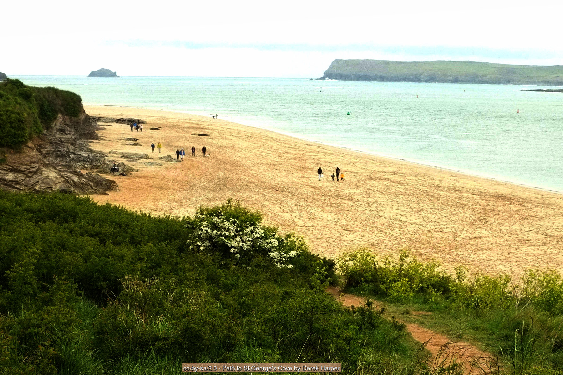 The coast path above St George's Well, near Padstow, looking over the Camel Estuary