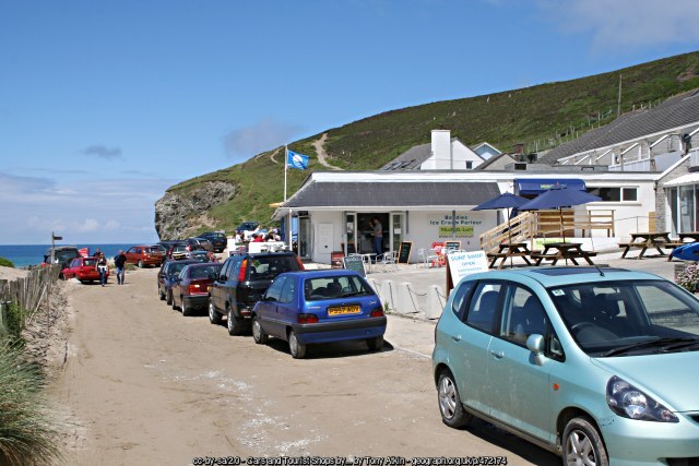 Porthtowan Beach shops on the Cornwall coast