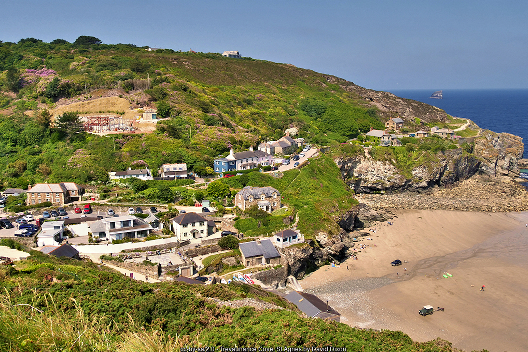 View of Trevaunance Cove in Cornwall from the coastal path - Cornwall coastal holidays