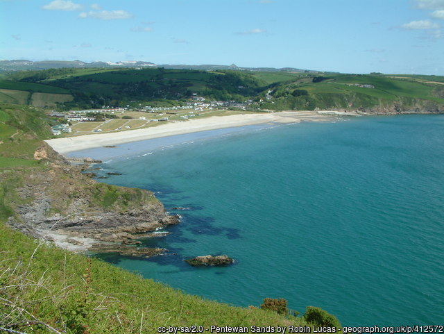 Pentewan Sands from the coastal path, Cornwall
