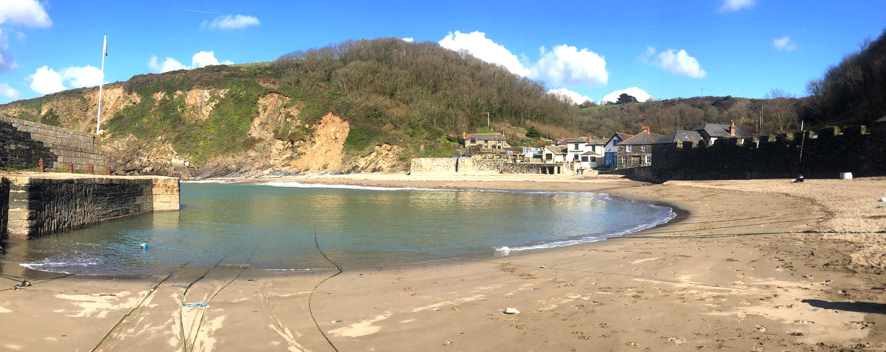 Polkerris beach St Austell Bay Cornwall sheltered sandy cove and historic quay - Cornwall beach holidays