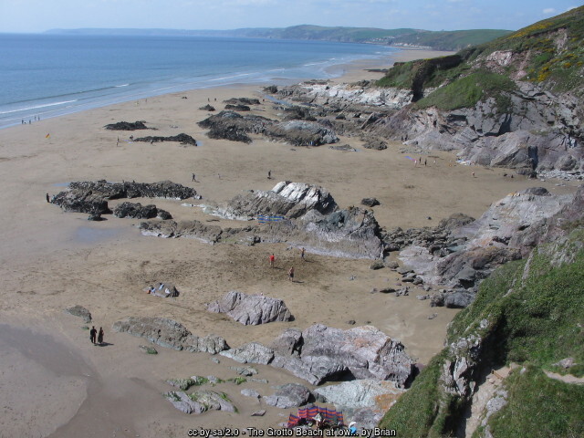 The Grotto Beach at low tide, Freathy Whitsand Bay, Cornwall