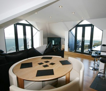 Living room with estuary views
