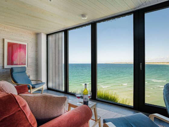 Edge O' Cliff lounge with sea-view windows