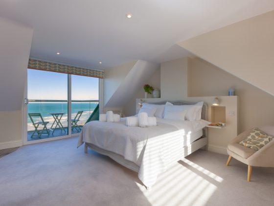 Tresillian main bedroom with sea view