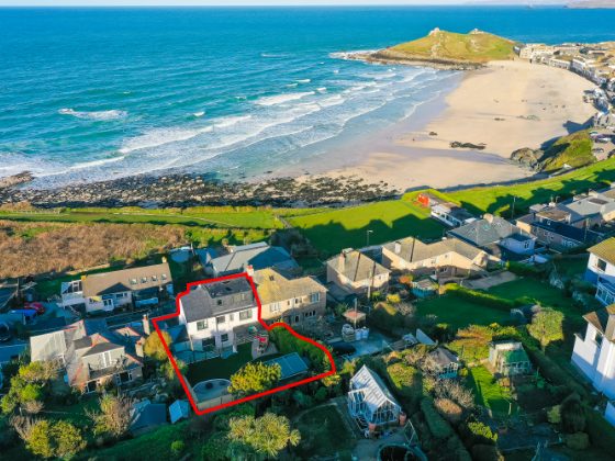Aerial view of Tresillian near Porthmeor Beach, St Ives