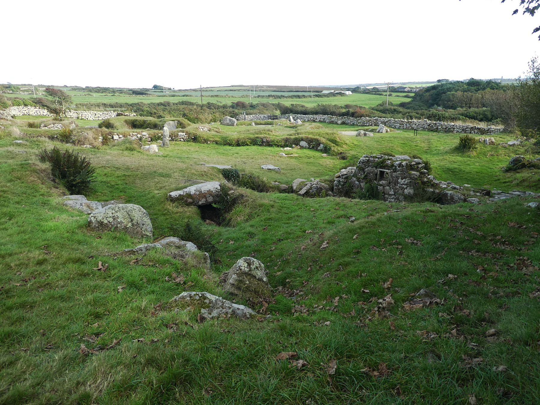 Carn Euny Cornwall stone courtyard house foundations - Cornwall heritage day out
