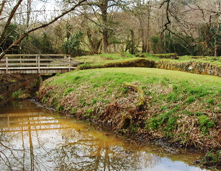 Penhallam Manor Cornwall moat and footbridge - Cornwall heritage day out