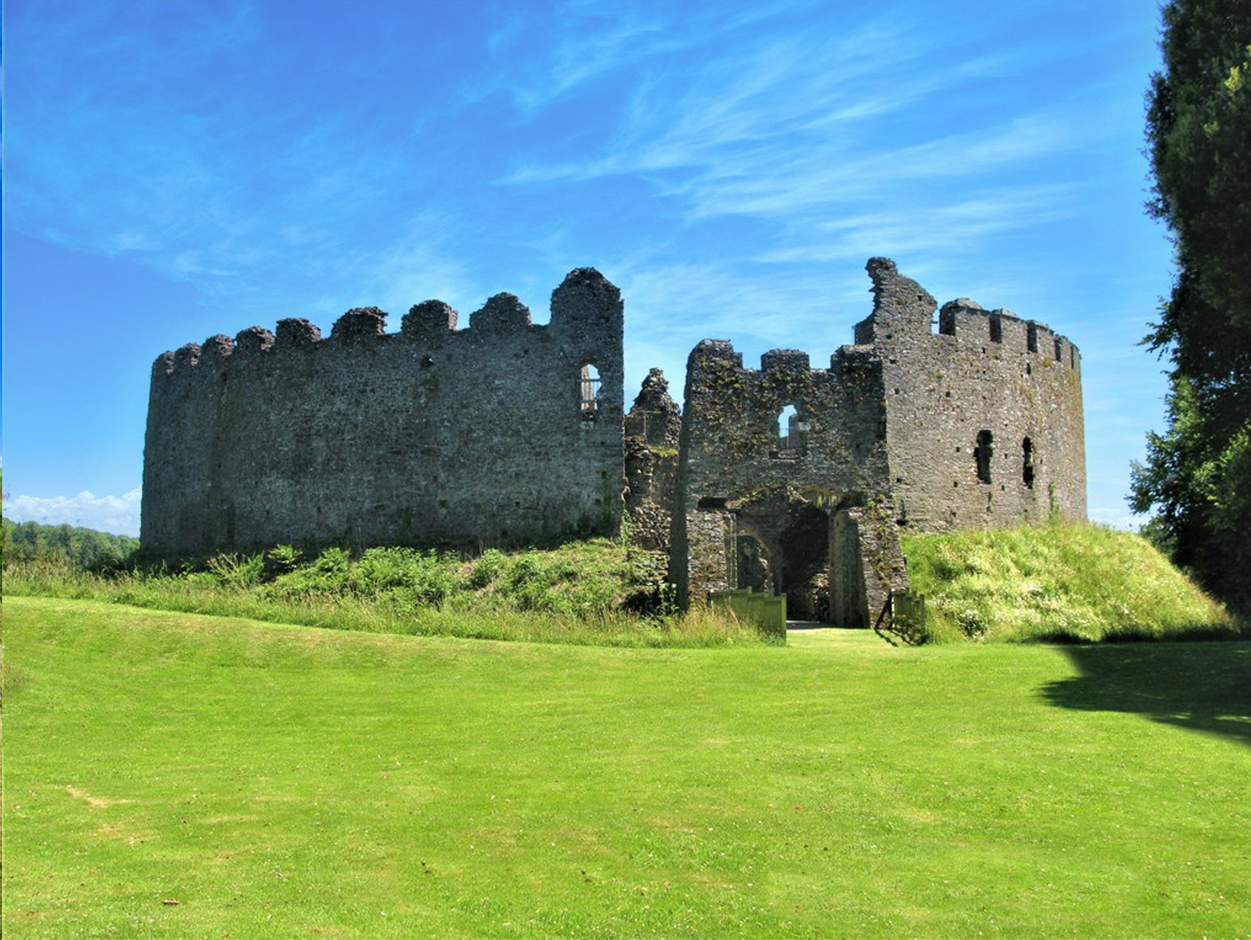 Restormel Castle Cornwall circular shell keep aerial view - Cornwall family attraction