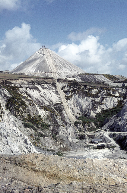 Pale china clay spoil heaps in the St Austell district