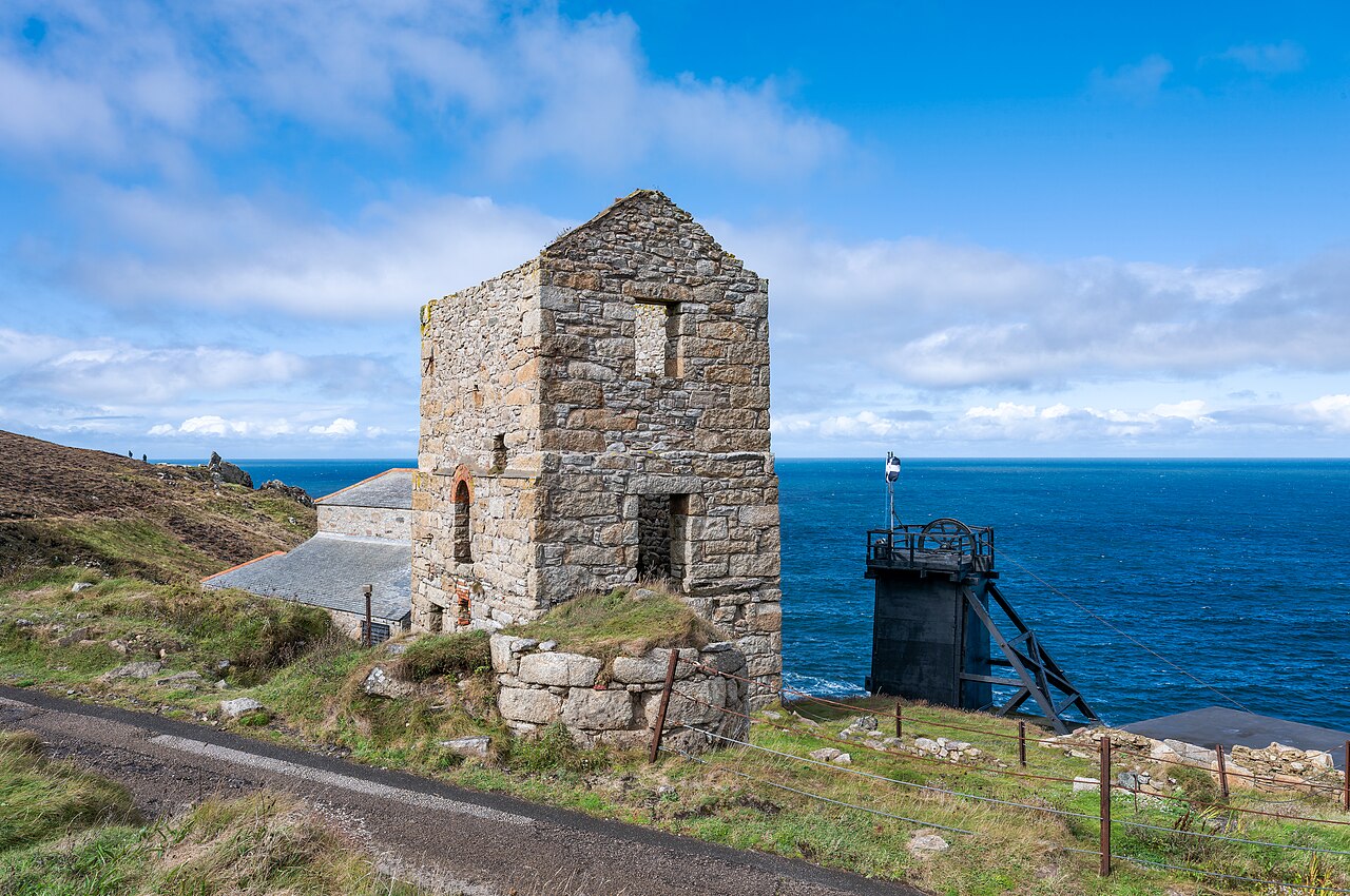 Historic engine houses at Levant Mine on the Cornish coast