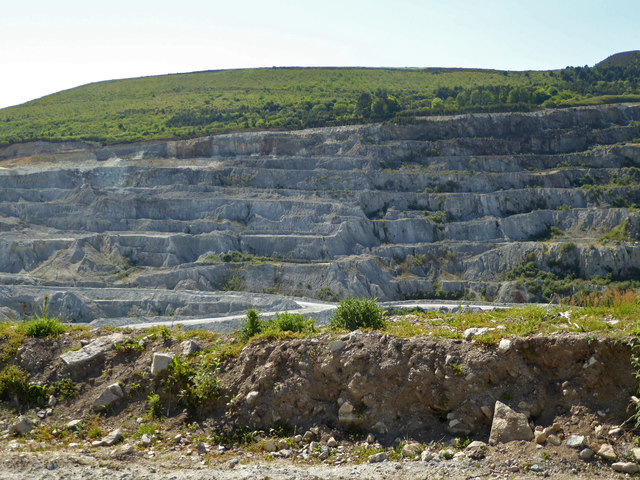 China clay pits and pale spoil heaps in the St Austell area
