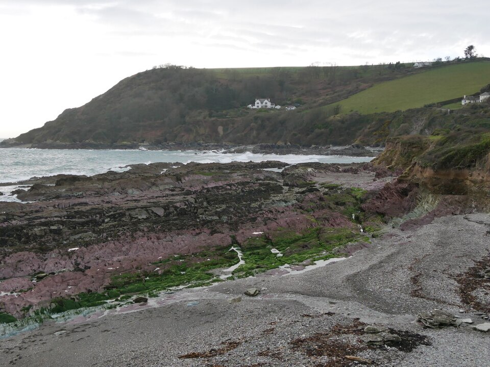Talland Bay and its surrounding headland in Cornwall