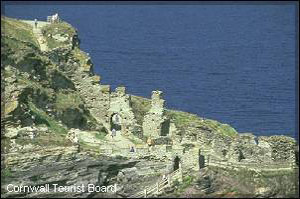 Tintagel Castle on its headland, North Cornwall