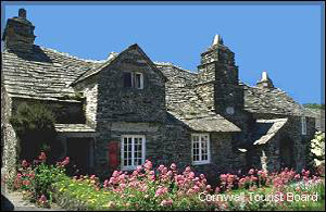 The slate-roofed Old Post Office at Tintagel