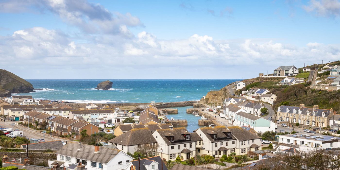 Portreath harbour and beach seen from Harbour Heights
