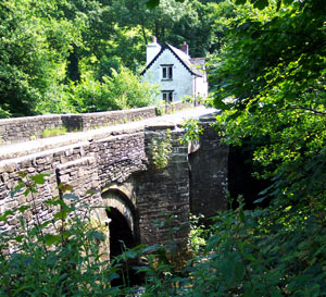 The medieval granite bridge at Newbridge over the River Lynher