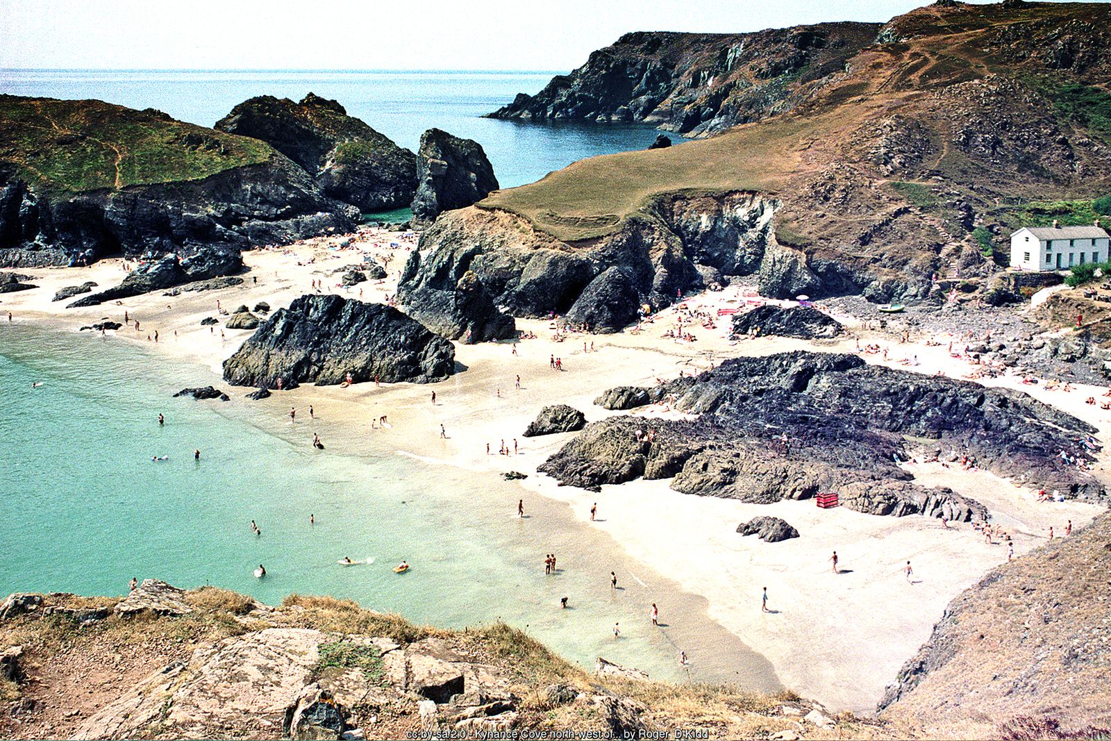 The sandy beach at Kynance Cove at low tide
